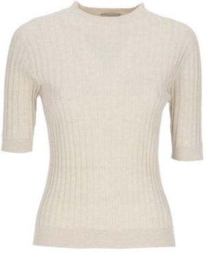 Peserico Ribbed Half-Sleeve Knitted Jumper - Natural