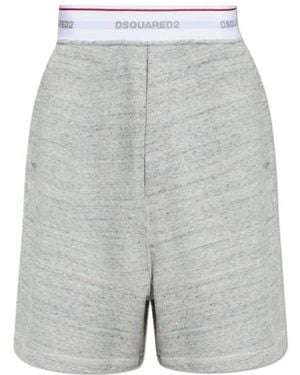 DSquared² Logo Waist Loose Fit Shorts - Grey