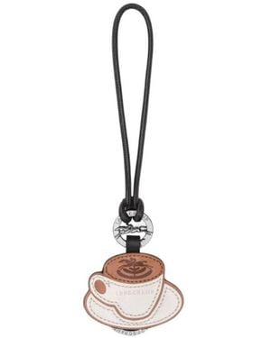 Longchamp Coffee Shaped Key Ring - White