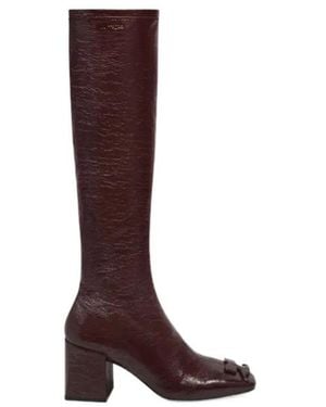 Courreges Logo-Detail Square-Toe Boots - Brown