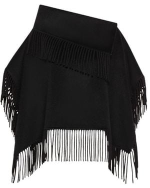 Seventy Fringe-Trim Wool-Blend Poncho - Black