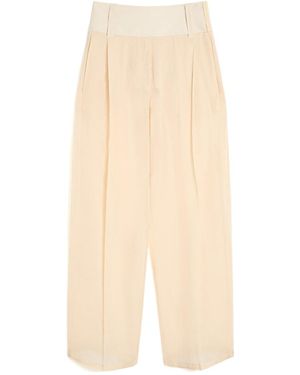 Sportmax Pleated High-Waisted Trousers - Natural