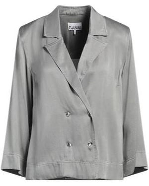 Ganni Double-Breasted Suit Jacket - Grey