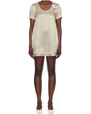 Marc Jacobs Pleated Satin Mini Dress - Natural