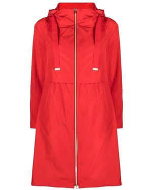 Herno Hooded Long Coat - Red