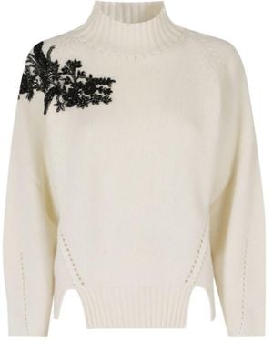 ERMANNO FIRENZE Embellished Turtleneck Sweater - White