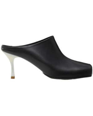 MM6 by Maison Margiela Square Toe Ballerina Mules - Black