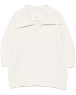Lisa Yang Wide-Collar V-Neck Jumper - White