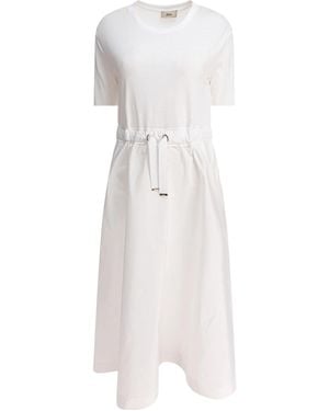 Herno Drawstring Waist Midi Dress - White