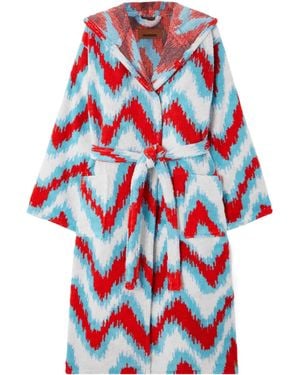 Missoni Striped Bathrobe With Ties - Red