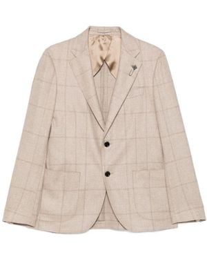 Lardini Checked Two-Button Jacket - Natural