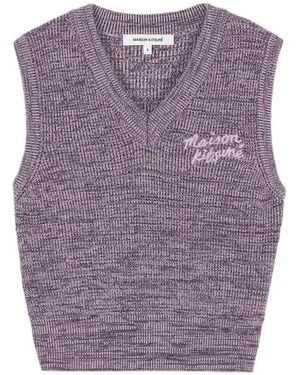 Maison Kitsuné V-Neck Rib Vest - Purple