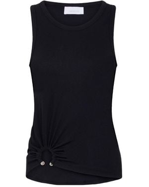 Rabanne Gathered Detailed Crewneck Tank Top - Black
