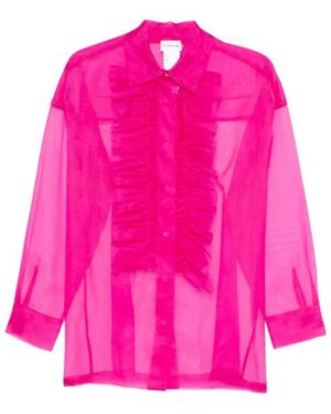 P.A.R.O.S.H. P.A.R.O..H. Ruffled Sheer Shirt - Pink