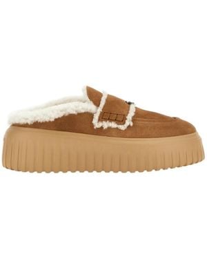 Hogan Slip On Platform Sandals - Brown