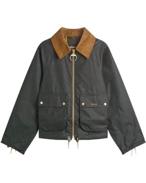 Barbour Cropped Wax Jacket - Gray