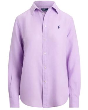 Polo Ralph Lauren Long-Sleeved Curved Hem Shirt - Purple