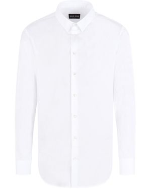 Giorgio Armani Curved Hem Poplin Shirt - White
