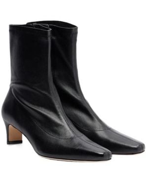 STAUD Wally Leather Ankle Boots - Black