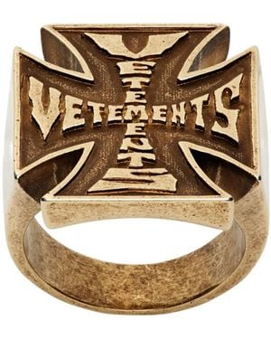Vetements Biker Cross Logo Stamp Ring - Metallic
