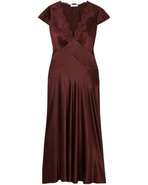 Doen Coraline Corded Lace-Trimmed Silk-Satin Maxi Dress - Purple