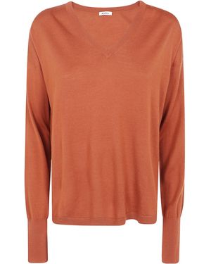 Aspesi V-Neck Knitted Jumper - Orange
