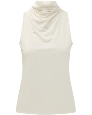 BOSS Boss Ecary Draped Sleeveless Top - White