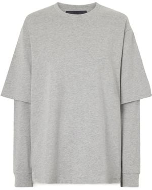 Tibi Perfect T Layered Cotton-Jersey T-Shirt - Grey