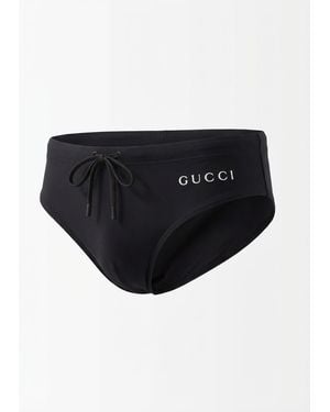 Gucci Elastane Swim Briefs With Print - Black
