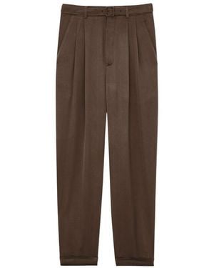 Saint Laurent High Waist Slim Fit Trousers - Brown