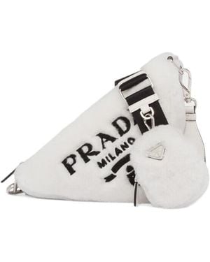 Prada Triangle Logo Shoulder Bag - White
