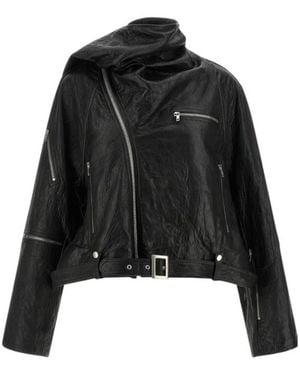 Rick Owens Cropped Scarf Flight Jacket - Black