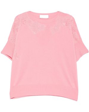 ERMANNO FIRENZE Floral-Lace T-Shirt - Pink