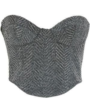 Ermanno Scervino Rhinestone Bustier Top Tops - Gray