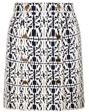 Max Mara Rock All-Over Logo Patterned Skirt - White