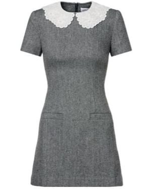 Self-Portrait Herringbone Wool-Blend Minidress - Gray