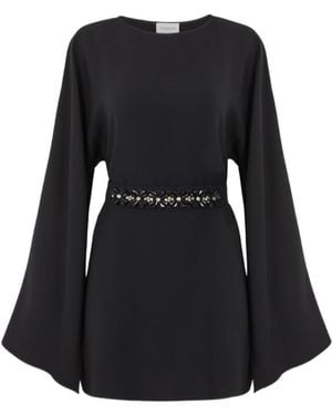 P.A.R.O.S.H. Wide-Sleeve Mini Dress - Black