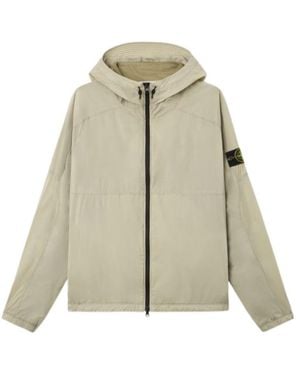 Stone Island Hooded Jacket With Anti-Drop Finish - Natural