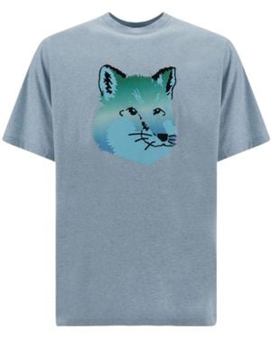 Maison Kitsuné Maison Kitsuné Graphic Printed Crewneck T-Shirt - Blue
