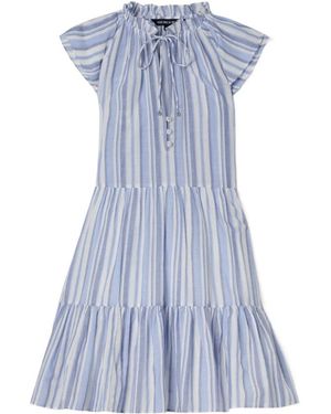 Veronica Beard Zee Tiered Striped Cotton Mini Dress - Blue