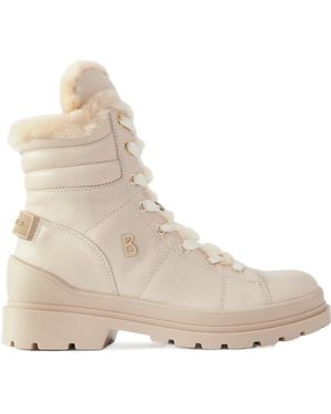 Bogner Embellished Shearling-Lined Leather Ankle Boots - Natural