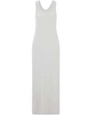 Norma Kamali Racer Stretch Satin-Jersey Maxi Dress - White