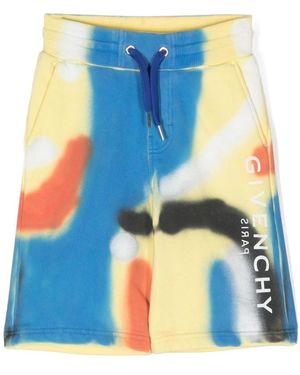 Givenchy Spray-Painted Printed Sports Shorts - Blue