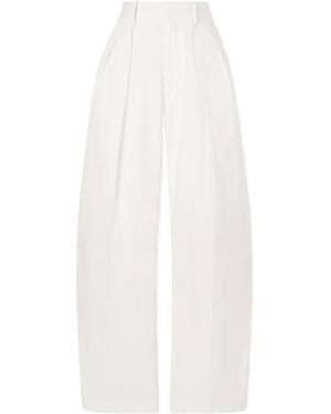 Kallmeyer Joel Pleated Cotton-Poplin Wide-Leg Pants - White