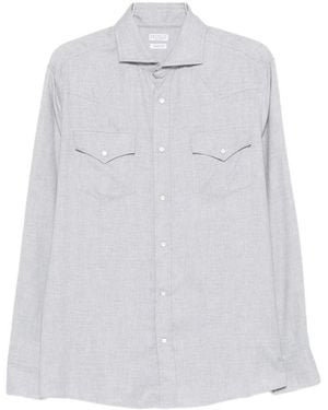 Brunello Cucinelli Buttoned Long Sleeved Shirt - White