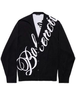 Balenciaga Big B Crewneck Knitted Cardigan - Blue
