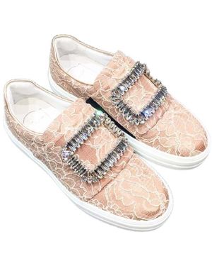 Roger Vivier Lace Drill Buckle Casual Sports Shoes - White