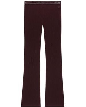 Courreges Vinyl-Trimmed Ribbed-Knit Pants - Purple