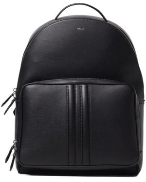 Bally Mythos Logo Printed Zip-Up Backpack - Black