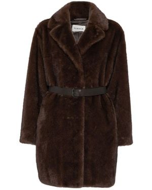 P.A.R.O.S.H. Belted Lapel Coat - Brown